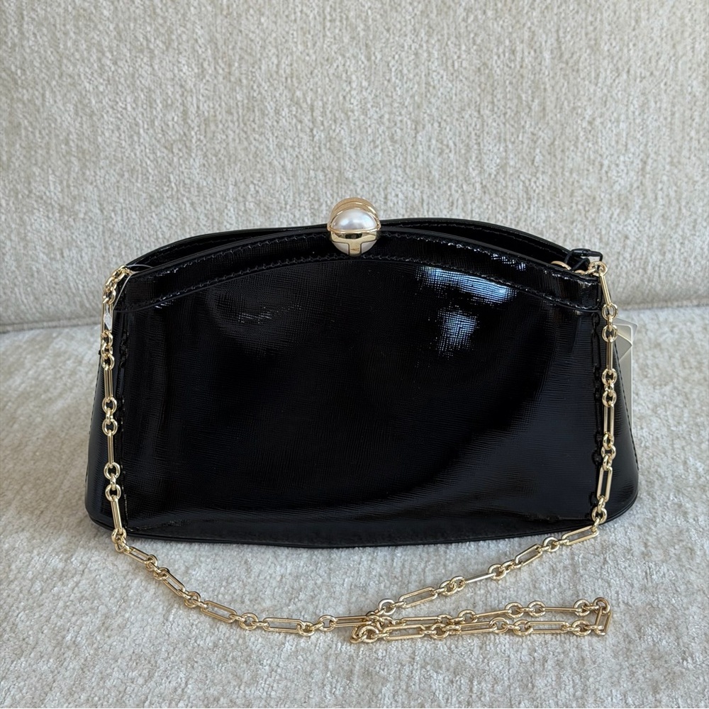 Ted Baker Aster Leather Black Crossbody Handbag with Gold Chain